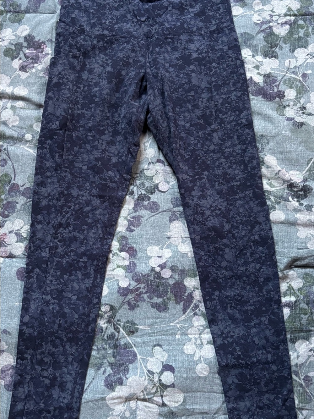 Athletic Works Navy Floral-Print Leggings